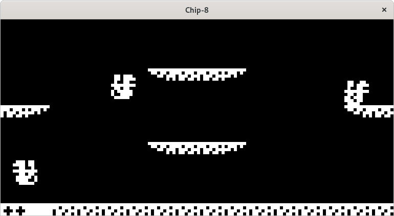 A screenshot of Chip-8 playing the JOUST game